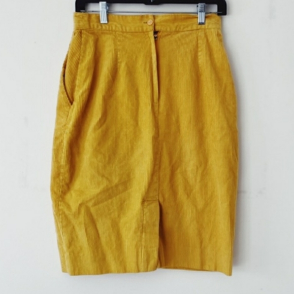 VINTAGE 90s Yellow High Waist Midi Lenght Skirt - Picture 2 of 4